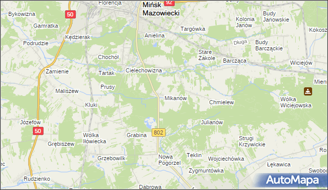 mapa Mikanów, Mikanów na mapie Targeo