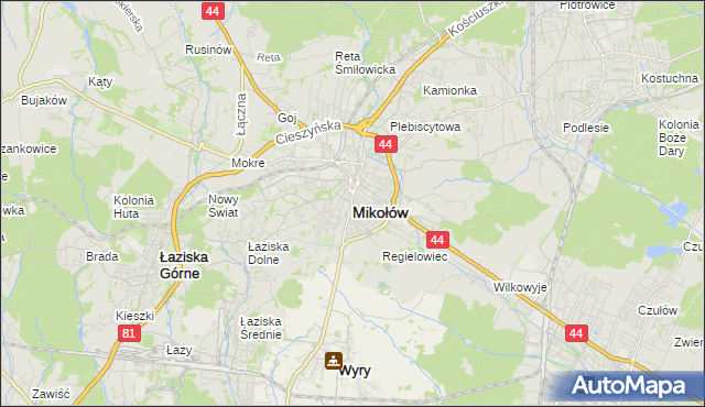 mapa Mikołów, Mikołów na mapie Targeo