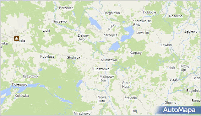 mapa Miłoszewo, Miłoszewo na mapie Targeo