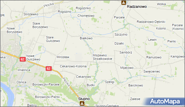 mapa Miszewko Strzałkowskie, Miszewko Strzałkowskie na mapie Targeo