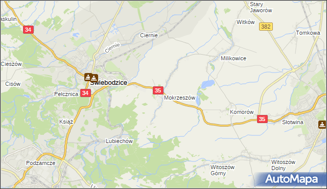 mapa Mokrzeszów, Mokrzeszów na mapie Targeo