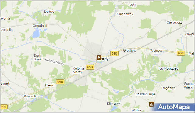 mapa Mordy, Mordy na mapie Targeo