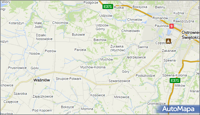 mapa Mychów, Mychów na mapie Targeo