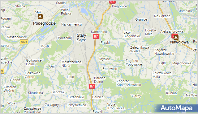 mapa Myślec, Myślec na mapie Targeo