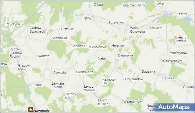 mapa Natalin gmina Adamów, Natalin gmina Adamów na mapie Targeo