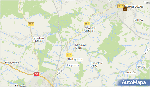 mapa Nawojów Śląski, Nawojów Śląski na mapie Targeo