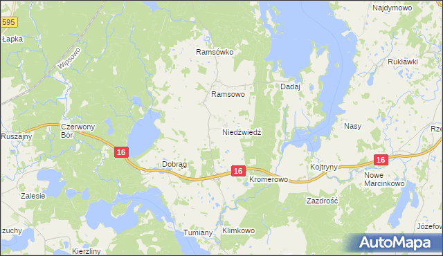 mapa Niedźwiedź gmina Barczewo, Niedźwiedź gmina Barczewo na mapie Targeo