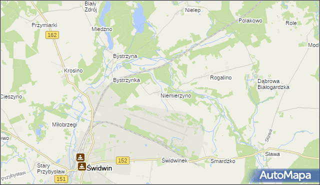 mapa Niemierzyno gmina Świdwin, Niemierzyno gmina Świdwin na mapie Targeo