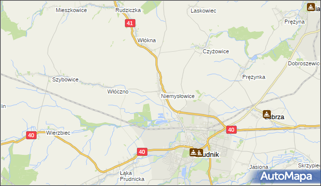 mapa Niemysłowice, Niemysłowice na mapie Targeo