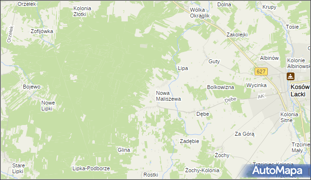 mapa Nowa Maliszewa, Nowa Maliszewa na mapie Targeo