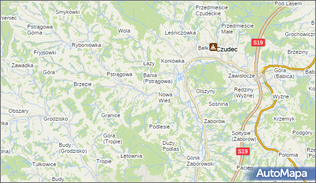 mapa Nowa Wieś gmina Czudec, Nowa Wieś gmina Czudec na mapie Targeo