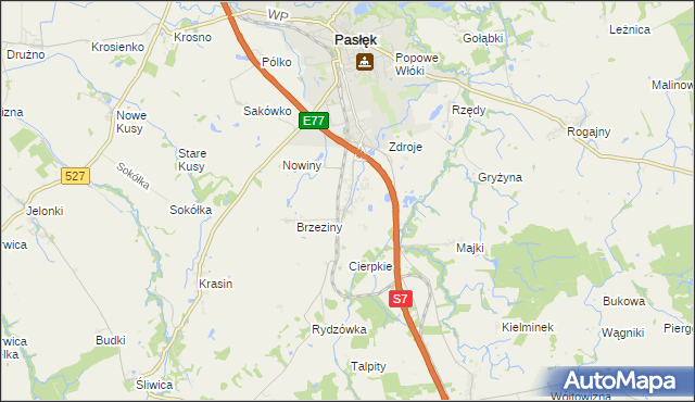 mapa Nowa Wieś gmina Pasłęk, Nowa Wieś gmina Pasłęk na mapie Targeo