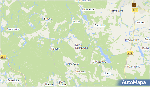 mapa Nowe Koprzywno, Nowe Koprzywno na mapie Targeo