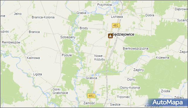 mapa Nowe Kozuby, Nowe Kozuby na mapie Targeo