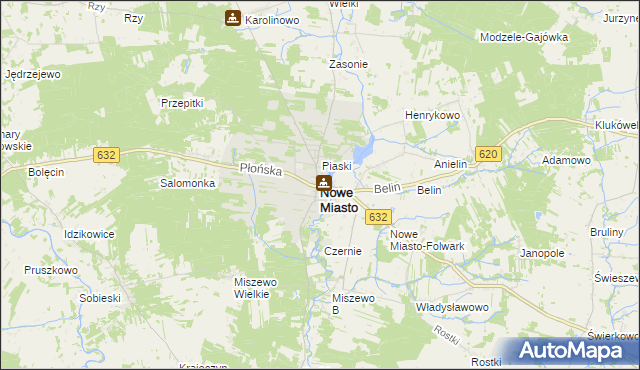 mapa Nowe Miasto powiat płoński, Nowe Miasto powiat płoński na mapie Targeo
