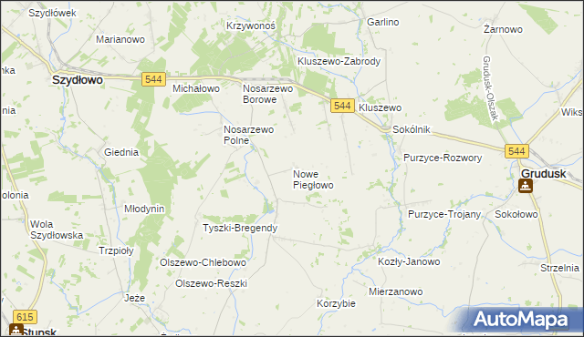 mapa Nowe Piegłowo, Nowe Piegłowo na mapie Targeo