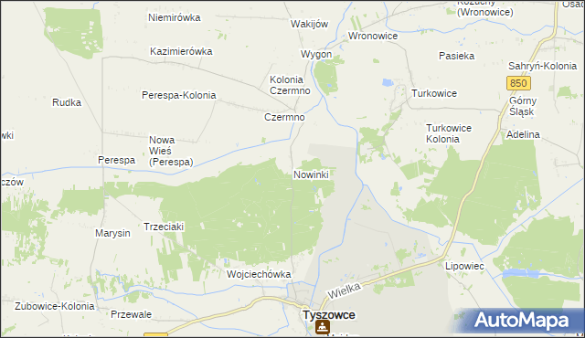 mapa Nowinki gmina Tyszowce, Nowinki gmina Tyszowce na mapie Targeo