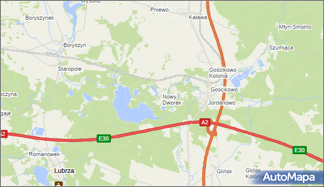 mapa Nowy Dworek gmina Świebodzin, Nowy Dworek gmina Świebodzin na mapie Targeo