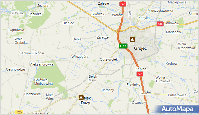 mapa Odrzywołek, Odrzywołek na mapie Targeo