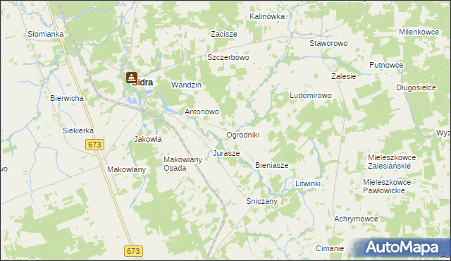 mapa Ogrodniki gmina Sidra, Ogrodniki gmina Sidra na mapie Targeo