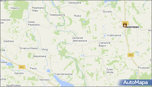 mapa Okrągłe gmina Jeleniewo, Okrągłe gmina Jeleniewo na mapie Targeo