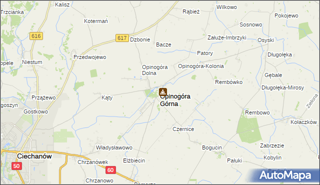 mapa Opinogóra Górna, Opinogóra Górna na mapie Targeo