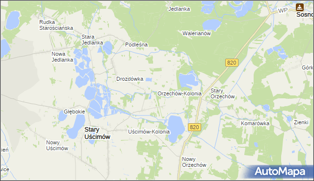 mapa Orzechów-Kolonia, Orzechów-Kolonia na mapie Targeo