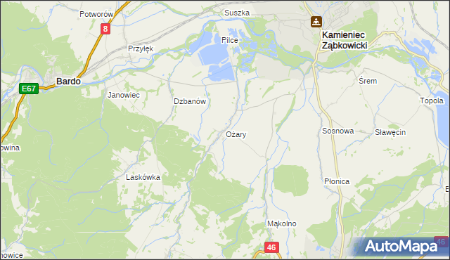 mapa Ożary, Ożary na mapie Targeo