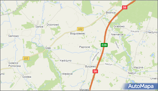 mapa Paprocie, Paprocie na mapie Targeo