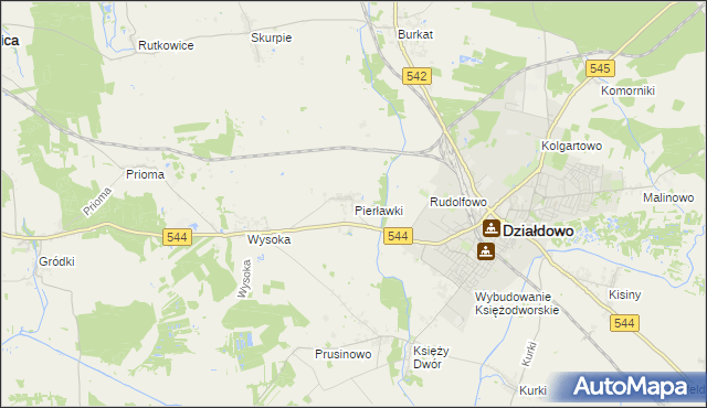 mapa Pierławki gmina Działdowo, Pierławki gmina Działdowo na mapie Targeo