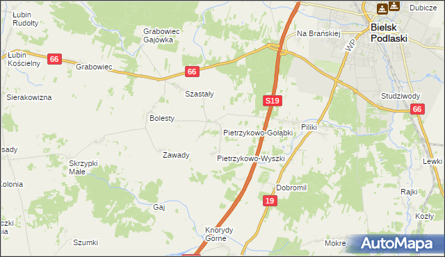 mapa Pietrzykowo-Gołąbki, Pietrzykowo-Gołąbki na mapie Targeo