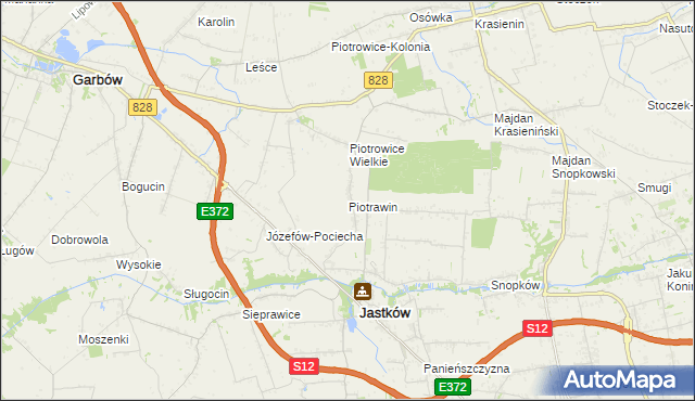 mapa Piotrawin gmina Jastków, Piotrawin gmina Jastków na mapie Targeo