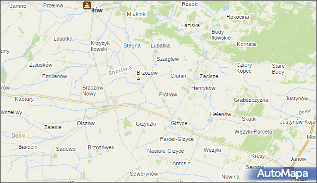 mapa Piotrów gmina Iłów, Piotrów gmina Iłów na mapie Targeo