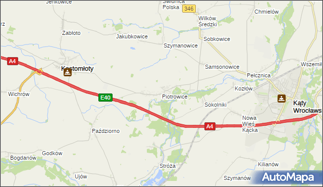 mapa Piotrowice gmina Kostomłoty, Piotrowice gmina Kostomłoty na mapie Targeo
