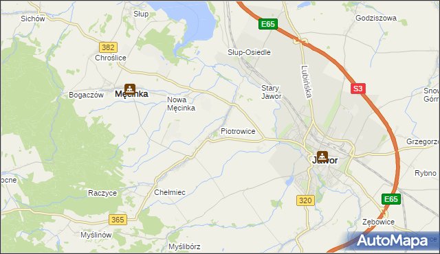 mapa Piotrowice gmina Męcinka, Piotrowice gmina Męcinka na mapie Targeo