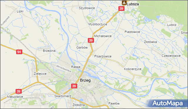 mapa Pisarzowice gmina Lubsza, Pisarzowice gmina Lubsza na mapie Targeo