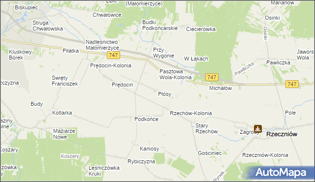 mapa Płósy, Płósy na mapie Targeo