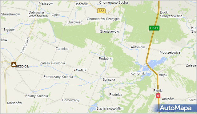 mapa Podgórki gmina Wierzbica, Podgórki gmina Wierzbica na mapie Targeo