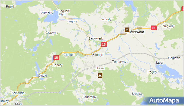 mapa Podlejki, Podlejki na mapie Targeo