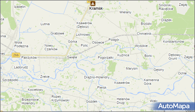 mapa Pogorzałki gmina Kramsk, Pogorzałki gmina Kramsk na mapie Targeo