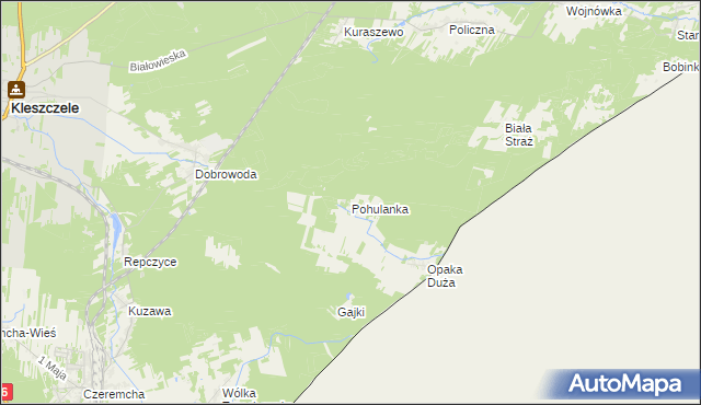 mapa Pohulanka gmina Czeremcha, Pohulanka gmina Czeremcha na mapie Targeo