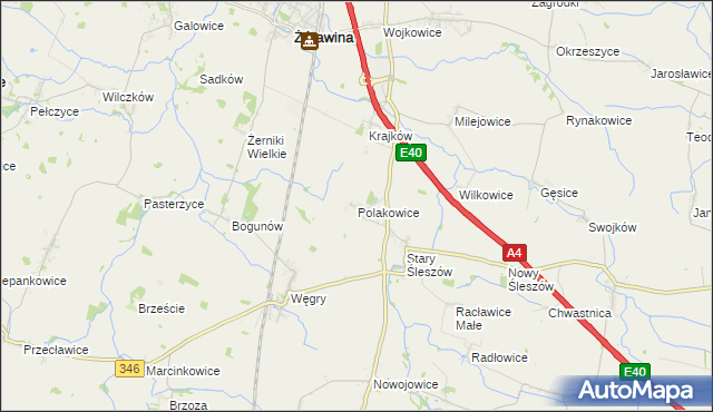 mapa Polakowice, Polakowice na mapie Targeo