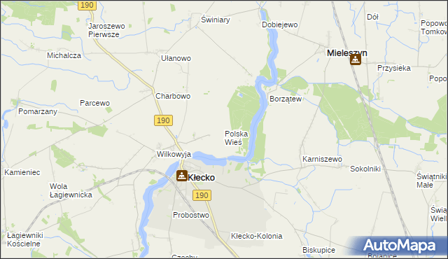 mapa Polska Wieś gmina Kłecko, Polska Wieś gmina Kłecko na mapie Targeo