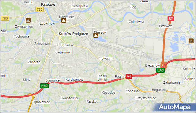 mapa Prokocim, Prokocim na mapie Targeo