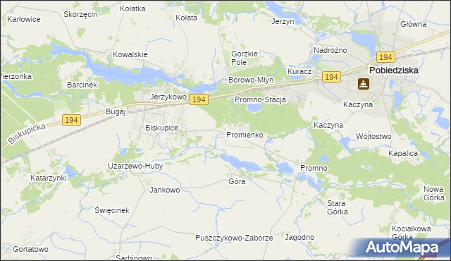 mapa Promienko, Promienko na mapie Targeo