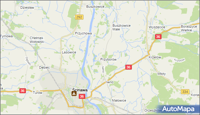 mapa Przyborów gmina Wińsko, Przyborów gmina Wińsko na mapie Targeo