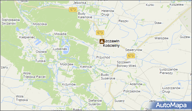 mapa Przychód gmina Szczawin Kościelny, Przychód gmina Szczawin Kościelny na mapie Targeo