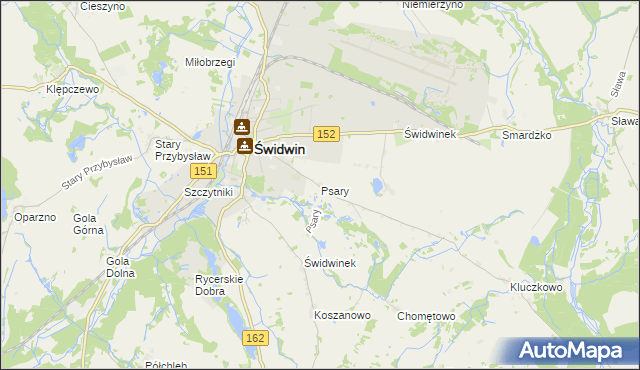 mapa Psary gmina Świdwin, Psary gmina Świdwin na mapie Targeo