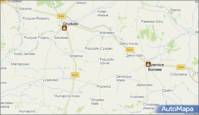 mapa Pszczółki Górne, Pszczółki Górne na mapie Targeo