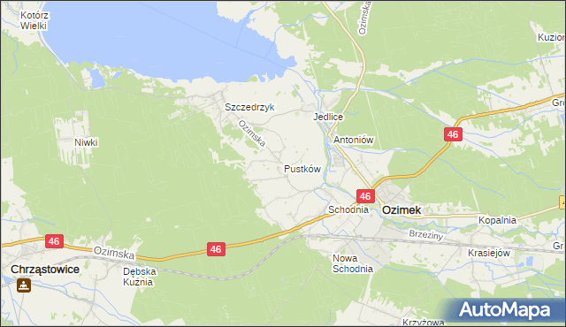 mapa Pustków gmina Ozimek, Pustków gmina Ozimek na mapie Targeo